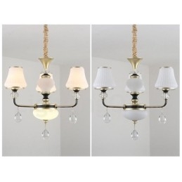 Lustre suspendu en cristal de luxe moderne et contemporain avec abat-jour en verre