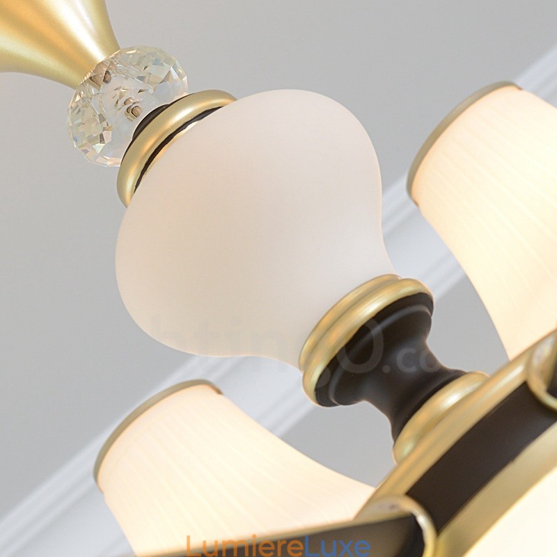 Lustre suspendu en cristal de luxe moderne et contemporain avec abat-jour en verre