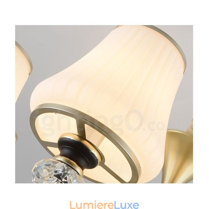 Lustre suspendu en cristal de luxe moderne et contemporain avec abat-jour en verre