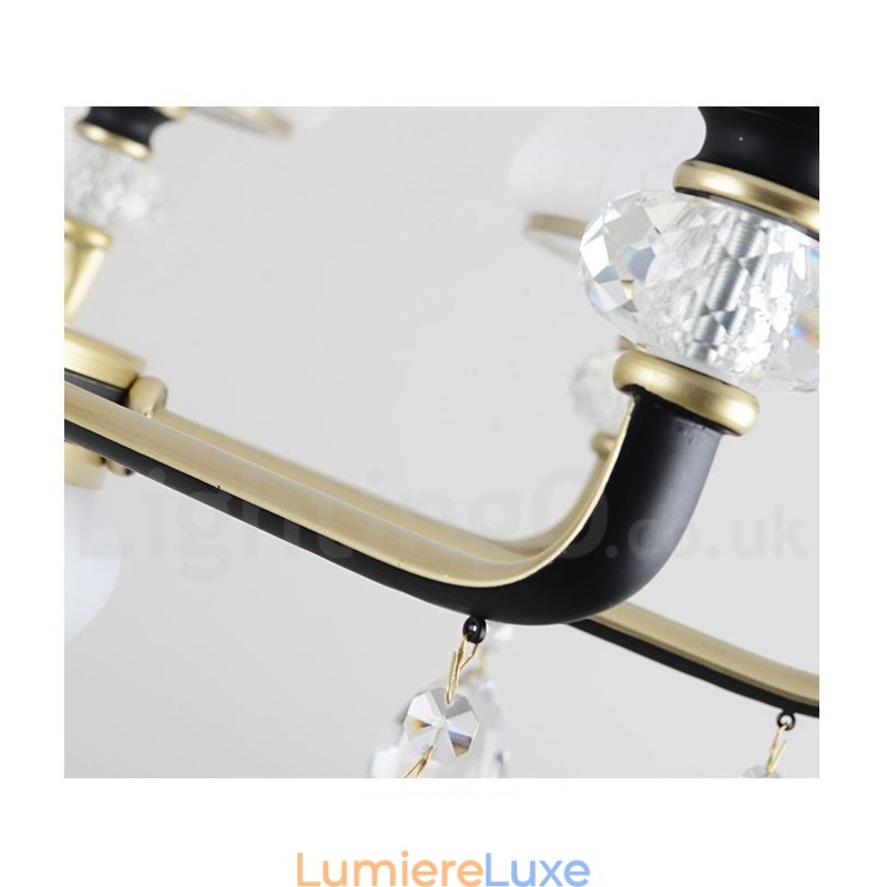 Lustre suspendu en cristal de luxe moderne et contemporain avec abat-jour en verre