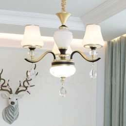 Lustre suspendu en cristal de luxe moderne et contemporain avec abat-jour en verre