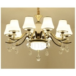 Lustre suspendu en cristal de luxe moderne et contemporain avec abat-jour en verre
