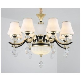 Lustre suspendu en cristal de luxe moderne et contemporain avec abat-jour en verre