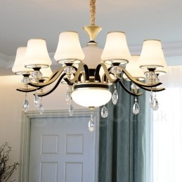Lustre suspendu en cristal de luxe moderne et contemporain avec abat-jour en verre