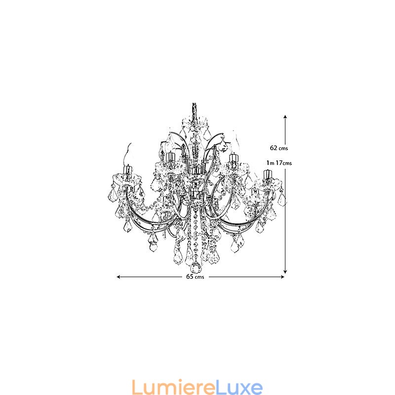 Lustre en cristal élégant à 8 lumières
