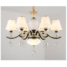 Lustre suspendu en cristal de luxe moderne et contemporain avec abat-jour en verre