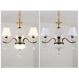 Lustre suspendu en cristal de luxe moderne et contemporain avec abat-jour en verre