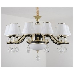 Lustre suspendu en cristal de luxe moderne et contemporain avec abat-jour en verre