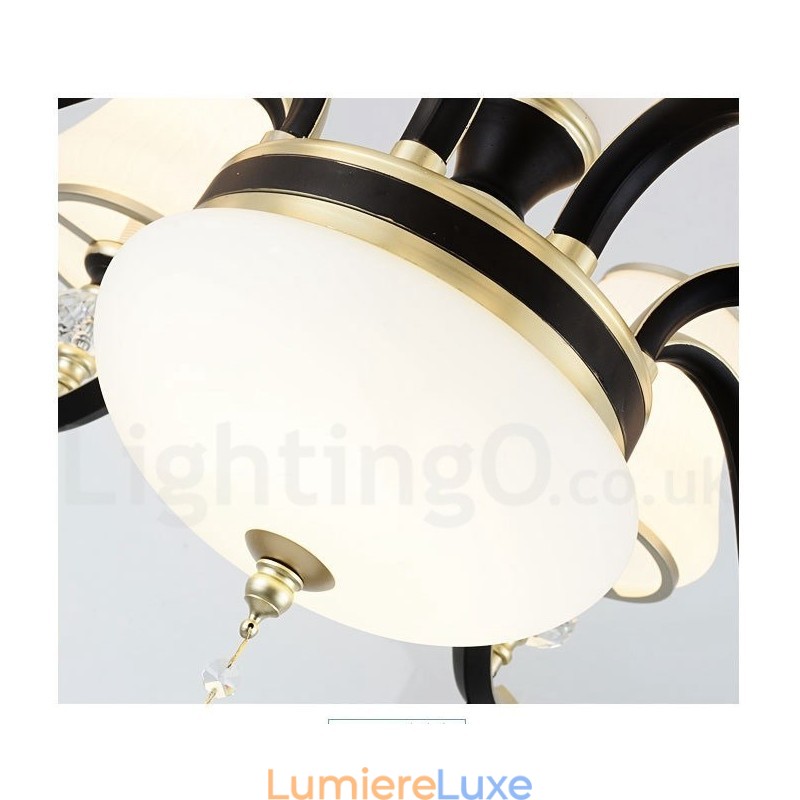 Lustre suspendu en cristal de luxe moderne et contemporain avec abat-jour en verre