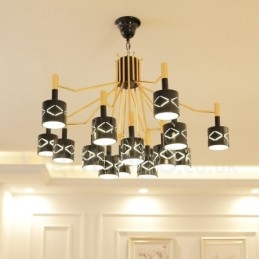 Lustre contemporain moderne en acier à 15 lumières avec abat-jour en acier