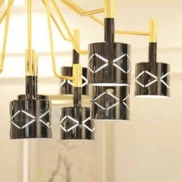 Lustre contemporain moderne en acier à 15 lumières avec abat-jour en acier