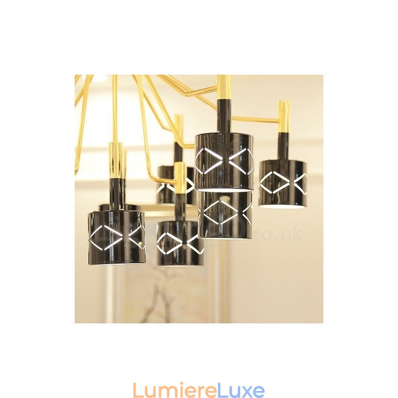 Lustre contemporain moderne en acier à 15 lumières avec abat-jour en acier