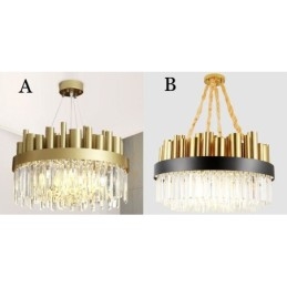 Suspension contemporaine moderne en acier à 16 lampes avec abat-jour en cristal