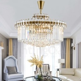 Suspension contemporaine moderne à 9 lampes en acier avec abat-jour en cristal