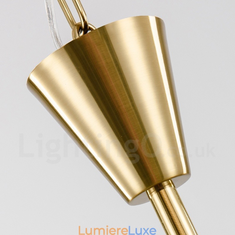 Suspension contemporaine moderne à 9 lampes en acier avec abat-jour en cristal