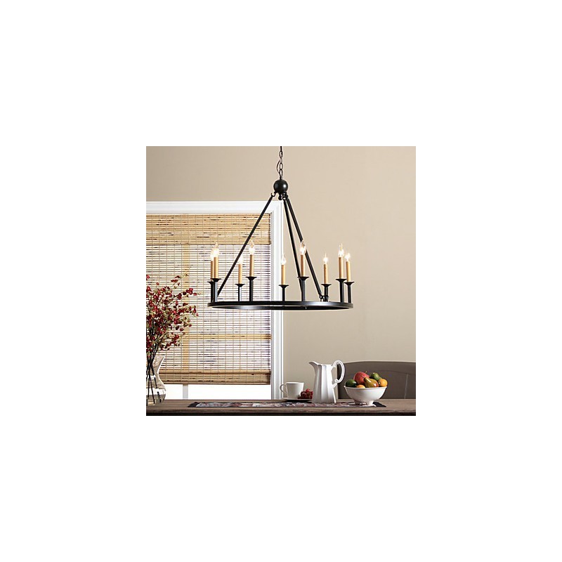 Lustre en métal peint de style mini country