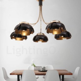 Lustre contemporain moderne à 5 lumières en acier avec abat-jour en acrylique