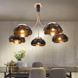 Lustre contemporain moderne à 5 lumières en acier avec abat-jour en acrylique