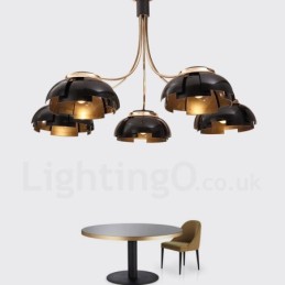 Lustre contemporain moderne à 5 lumières en acier avec abat-jour en acrylique