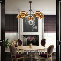 Lustre contemporain moderne à 5 lumières en acier avec abat-jour en acrylique