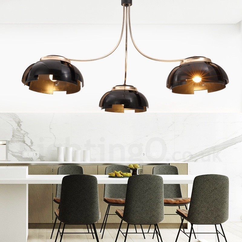 Lustre contemporain moderne à 3 lumières en acier avec abat-jour en acrylique
