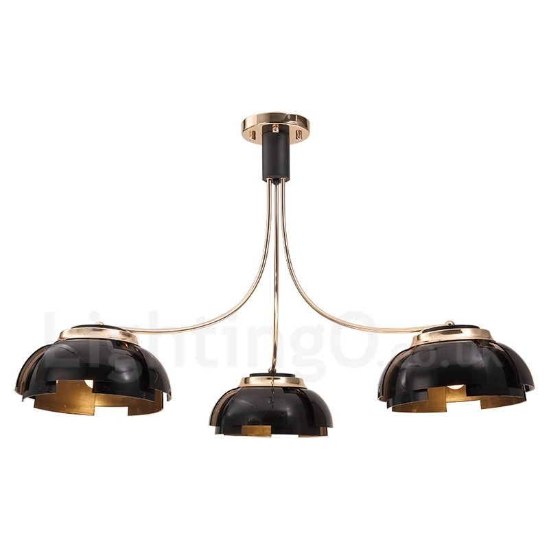 Lustre contemporain moderne à 3 lumières en acier avec abat-jour en acrylique