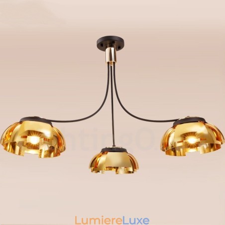 Lustre contemporain moderne à 3 lumières en acier avec abat-jour en acrylique Lustre contemporain moderne à 3 lumières en acier avec abat-jour en acrylique