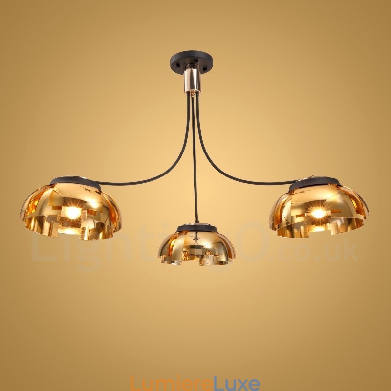 Lustre contemporain moderne à 3 lumières en acier avec abat-jour en acrylique