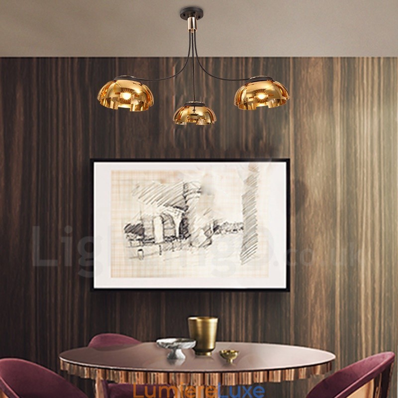 Lustre contemporain moderne à 3 lumières en acier avec abat-jour en acrylique