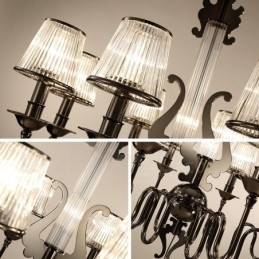 Lustre contemporain moderne en acier à 8 lumières avec abat-jour en acrylique
