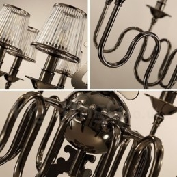 Lustre contemporain moderne en acier à 8 lumières avec abat-jour en acrylique