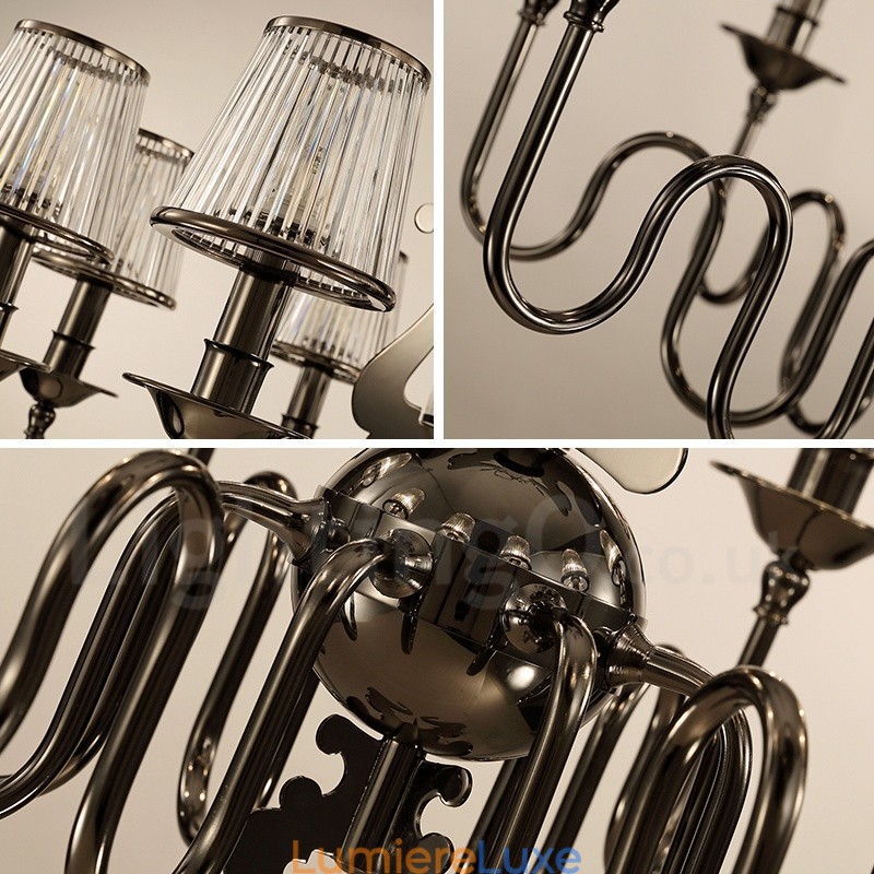 Lustre contemporain moderne en acier à 8 lumières avec abat-jour en acrylique