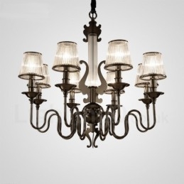 Lustre contemporain moderne en acier à 8 lumières avec abat-jour en acrylique