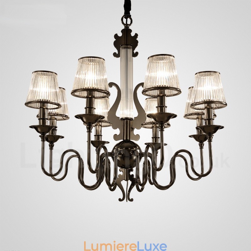 Lustre contemporain moderne en acier à 8 lumières avec abat-jour en acrylique