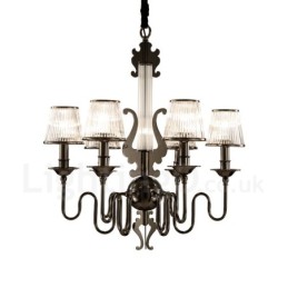 Lustre contemporain moderne à 6 lumières en acier avec abat-jour en acrylique
