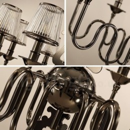 Lustre contemporain moderne à 6 lumières en acier avec abat-jour en acrylique
