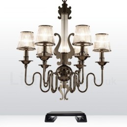 Lustre contemporain moderne à 6 lumières en acier avec abat-jour en acrylique