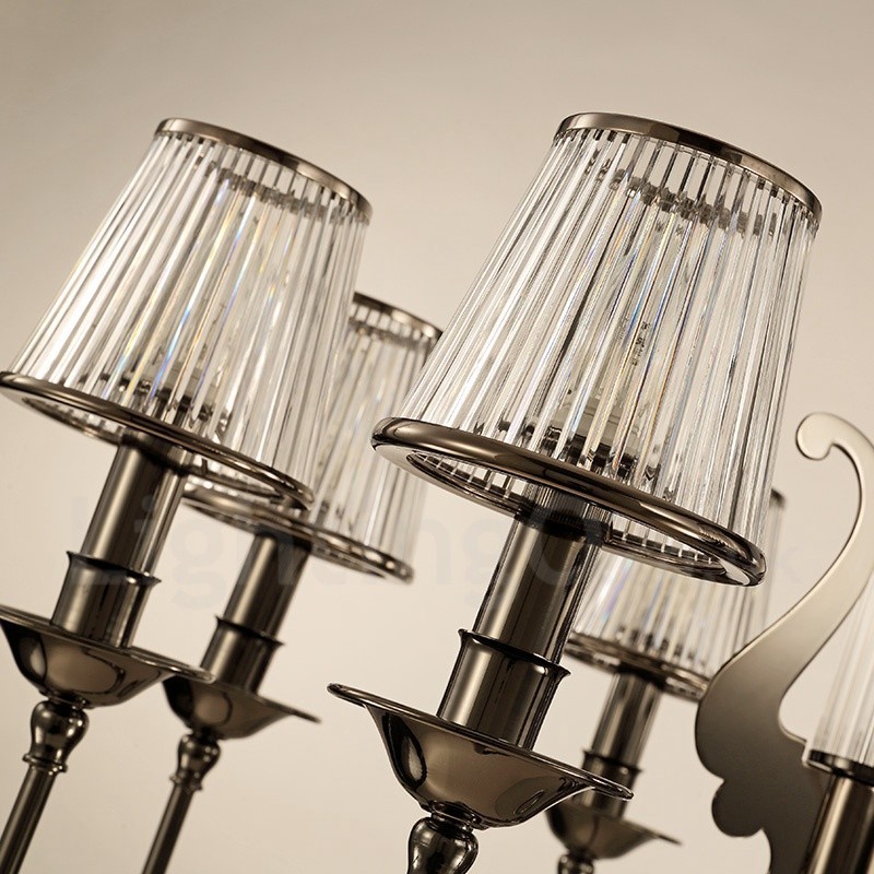 Lustre contemporain moderne à 6 lumières en acier avec abat-jour en acrylique