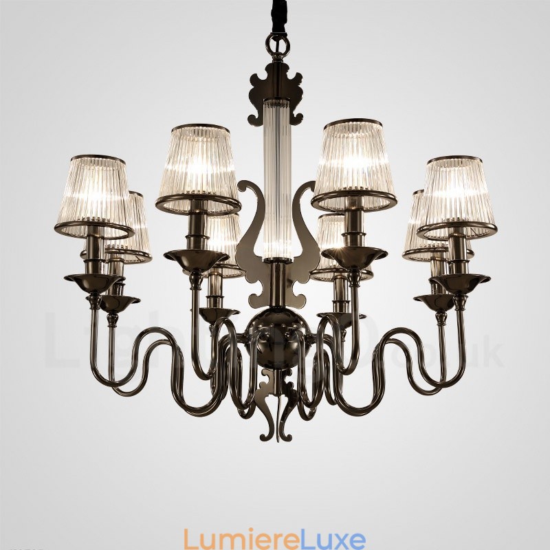 Lustre contemporain moderne en acier à 15 lumières avec abat-jour en acrylique