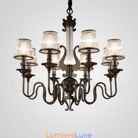 Lustre contemporain moderne en acier à 15 lumières avec abat-jour en acrylique Lustre contemporain moderne en acier à 15 lumières avec abat-jour en acrylique
