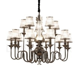 Lustre contemporain moderne en acier à 15 lumières avec abat-jour en acrylique