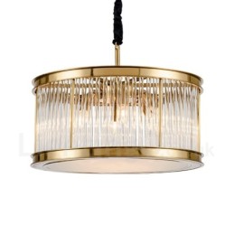 Suspension contemporaine moderne à 8 lampes en acier avec abat-jour en cristal acrylique