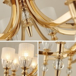 Lustre méditerranéen à 8 lumières en acier avec abat-jour en verre