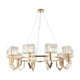 Suspension contemporaine moderne en acier à 10 lampes avec abat-jour en cristal