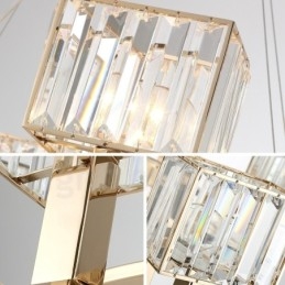 Suspension contemporaine moderne en acier à 10 lampes avec abat-jour en cristal