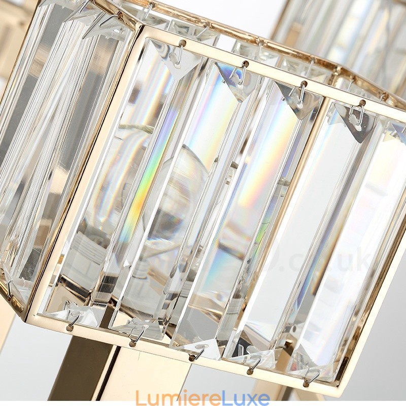 Suspension contemporaine moderne en acier à 10 lampes avec abat-jour en cristal