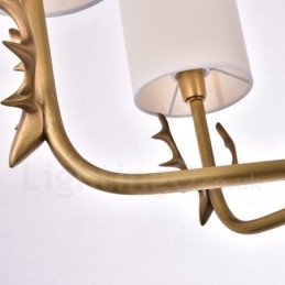 Lustre rustique Lodge à 8 lumières en laiton avec abat-jour en tissu