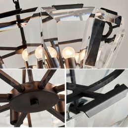Suspension contemporaine moderne à 8 lampes en acier avec abat-jour en cristal