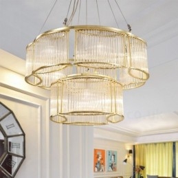 Suspension contemporaine moderne en acier à 11 lampes avec abat-jour en cristal