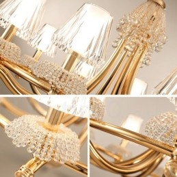 Lustre contemporain moderne à 6 lumières en acier cristal avec abat-jour en acrylique